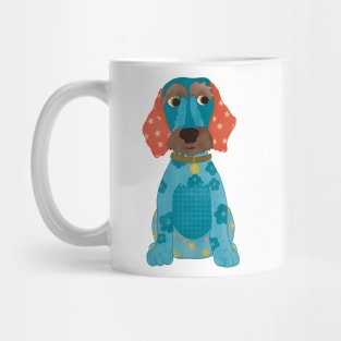 Dottie the Appliqué Dachshund Sausage Dog Puppy with florals and stars Mug